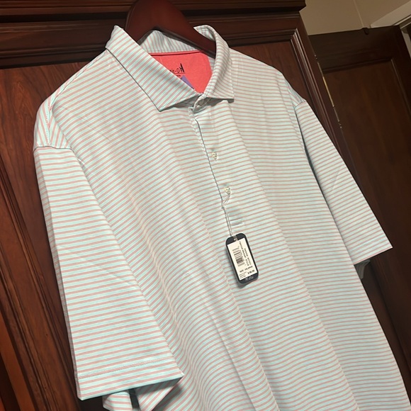 New Johnnie-O Santa Monica Light Blue & Pink Striped Golf Tennis Sports Polo! - Picture 4 of 12